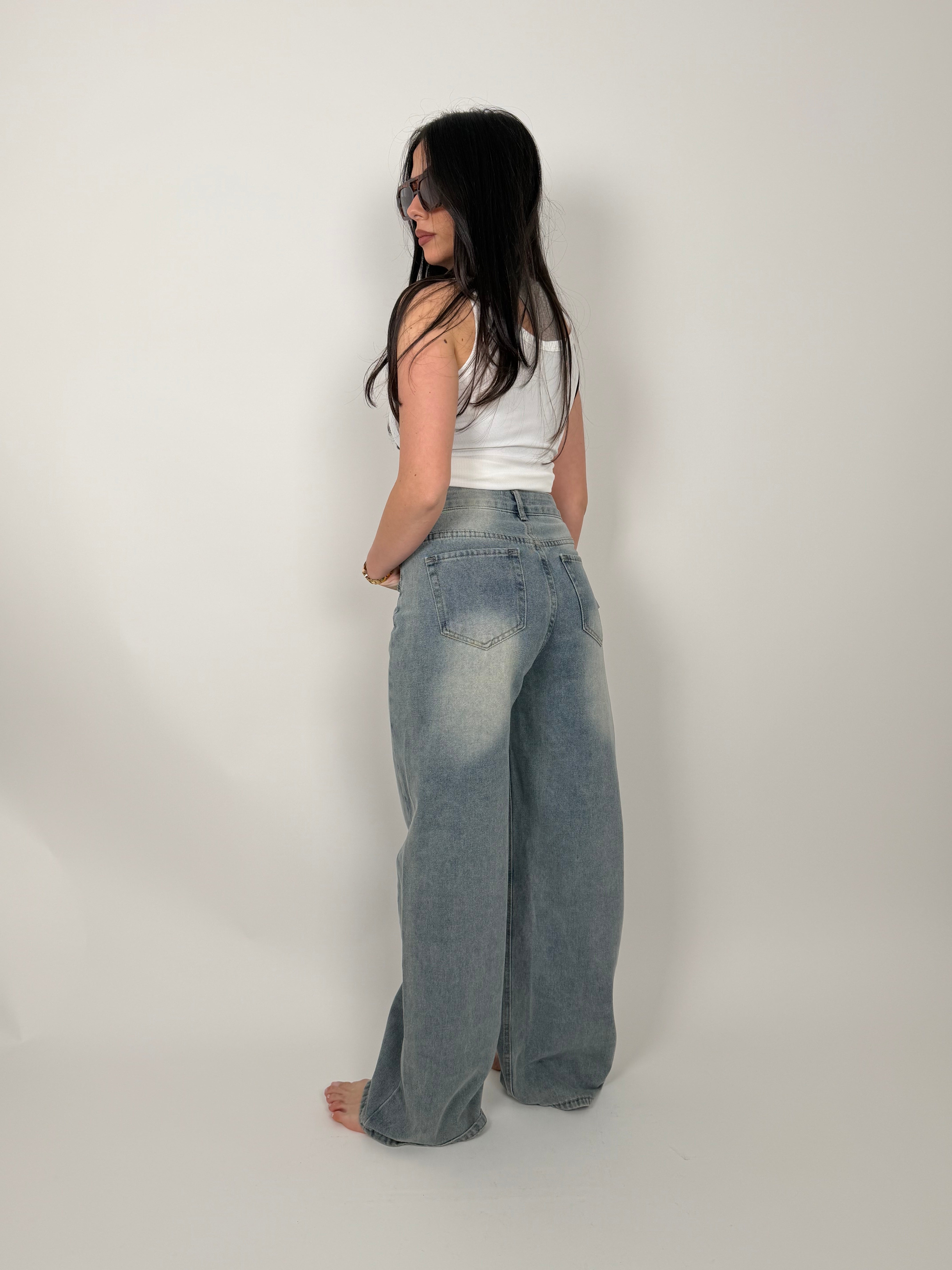 JEANS WIDE FADED DENIM