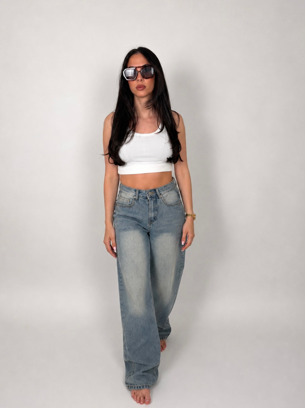 JEANS WIDE FADED DENIM