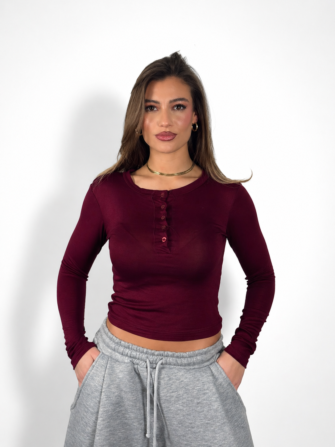 MAGLIA ADERENTE BOTTONI ESSENTIAL