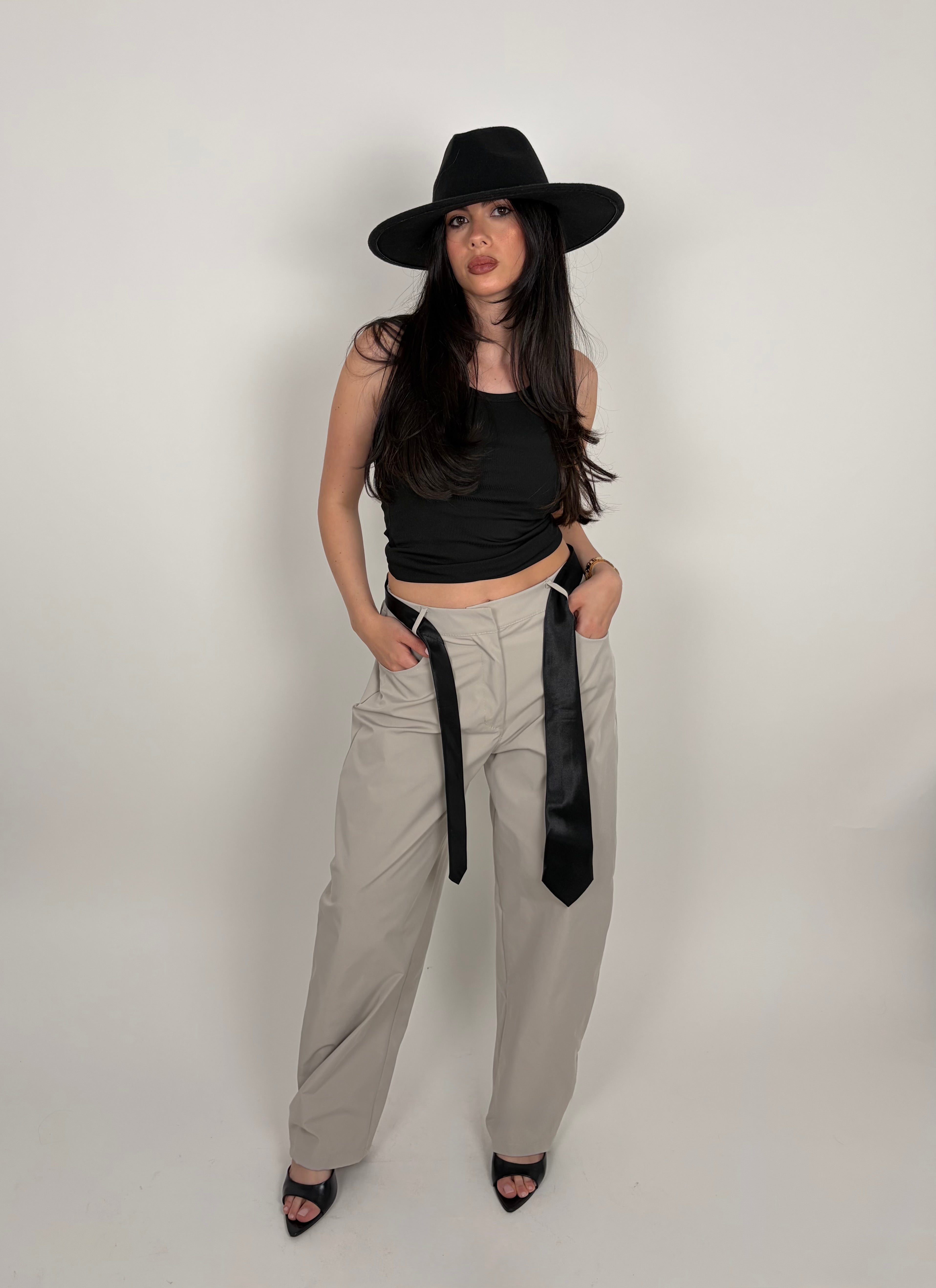 PANTALONE WIDE TAILORED SAND