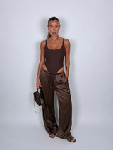 PANTALONE SATIN MARRONE