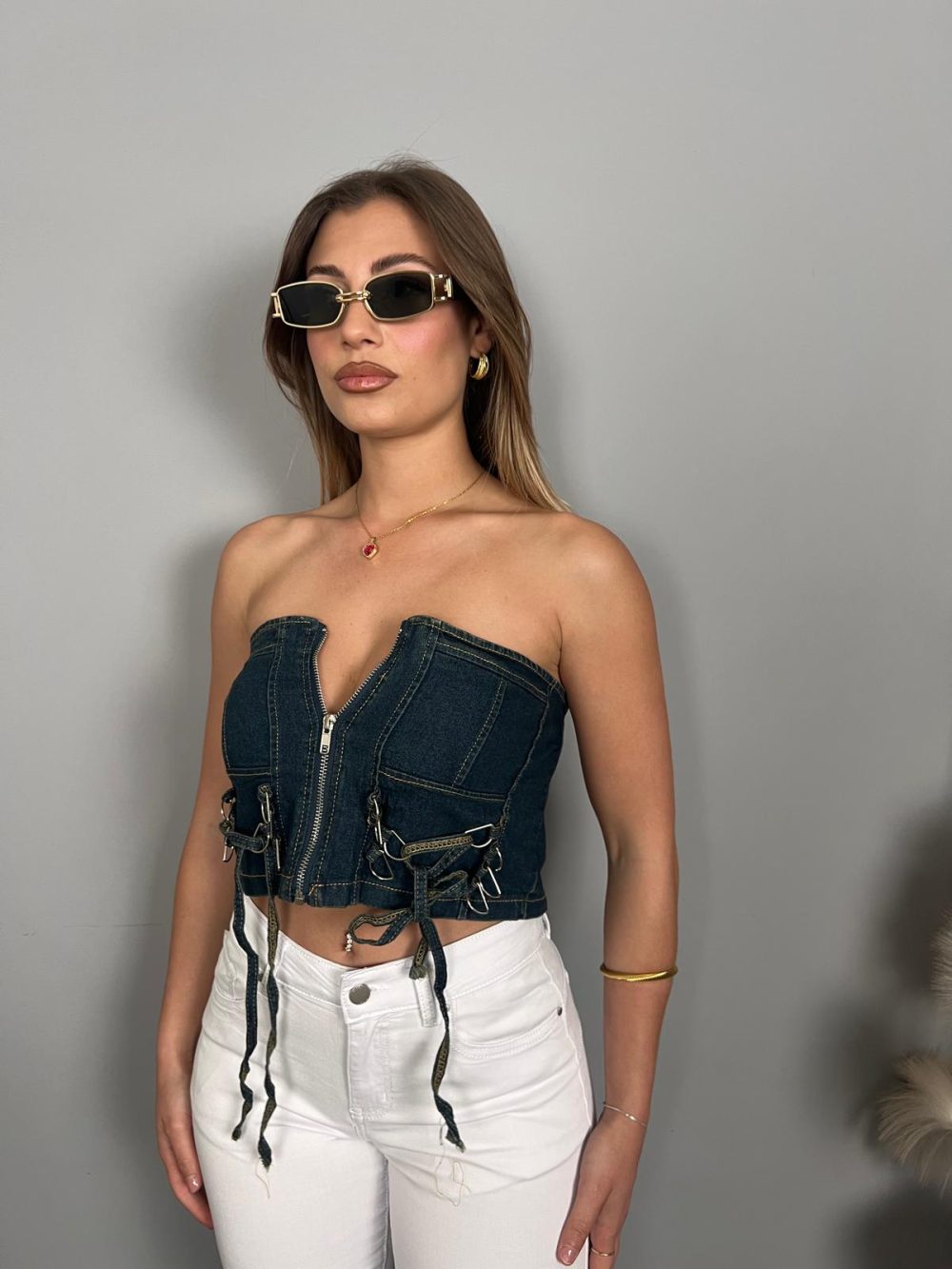 BUSTIER IN DENIM