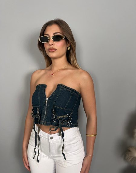 BUSTIER IN DENIM
