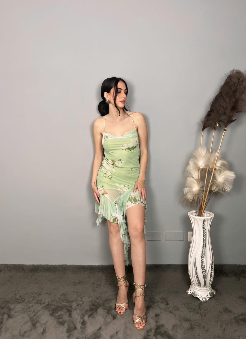 DRESS FLOREALE VERDE - immagine 2